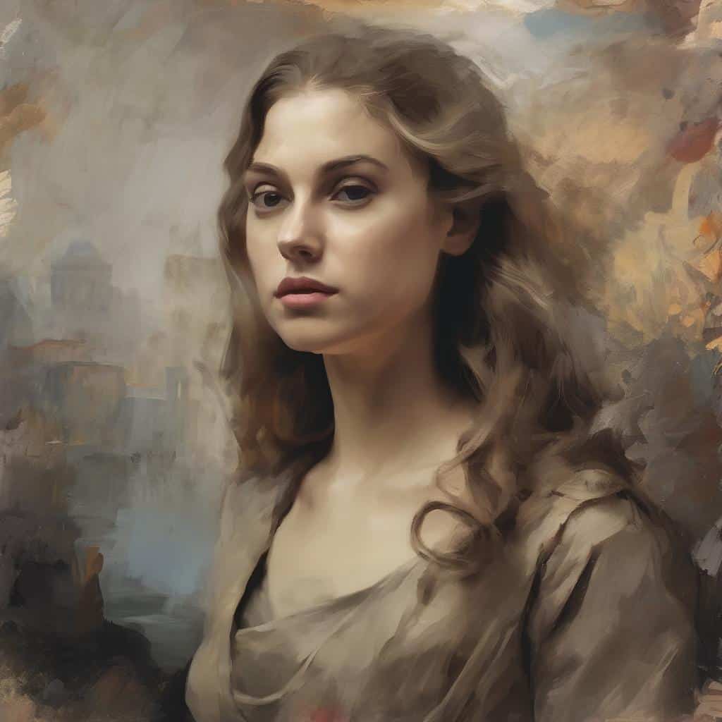 Φωτογραφία πορτραίτου γυναίκας με καλλιτεχνική απόδοση, σε στιλ ζωγραφιάς.